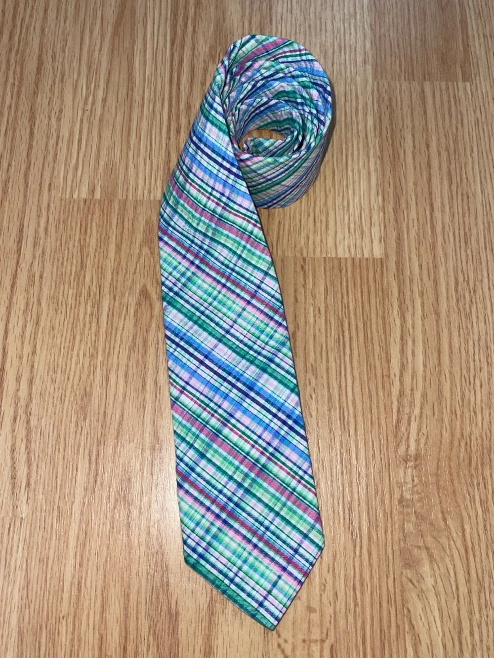 Brooks Brothers Spring / Summer Print Green Blue & Pink Plaid Tie